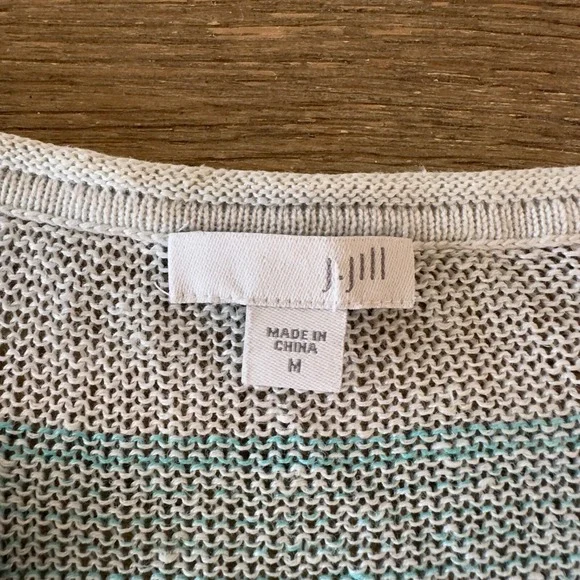 J.JILL 100% Linen‎ Open Knit Blue/Aqua Ombre Tunic-V-neck Tassels-Size M - Picture 3 of 16